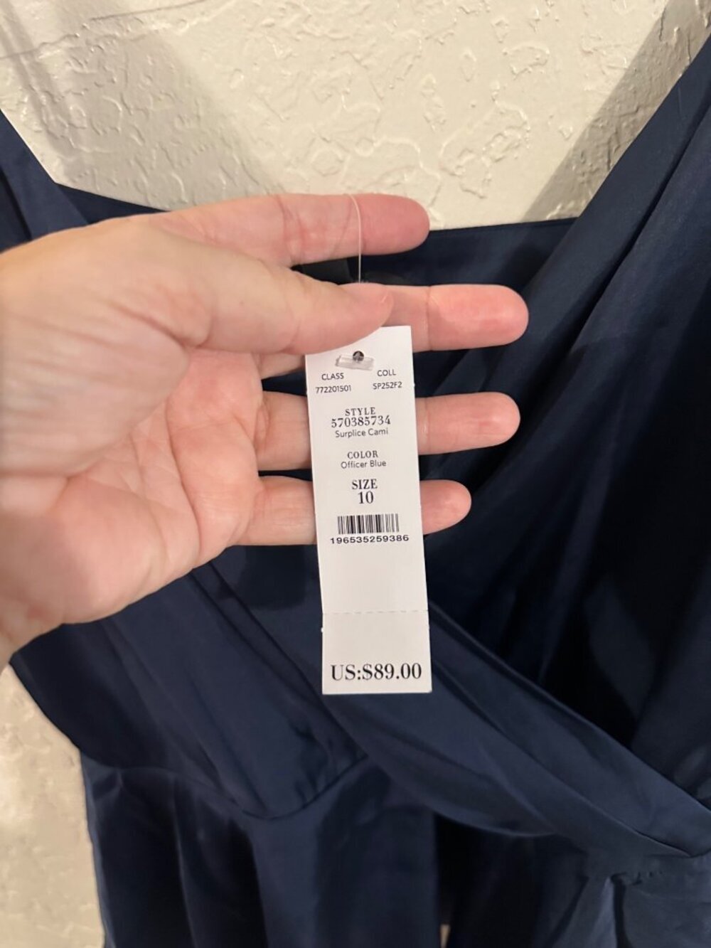 NWT WHBM Deep Blue Silky Sexy Asymmetrical Peplum Crossover Surplice Cami - Picture 6 of 9
